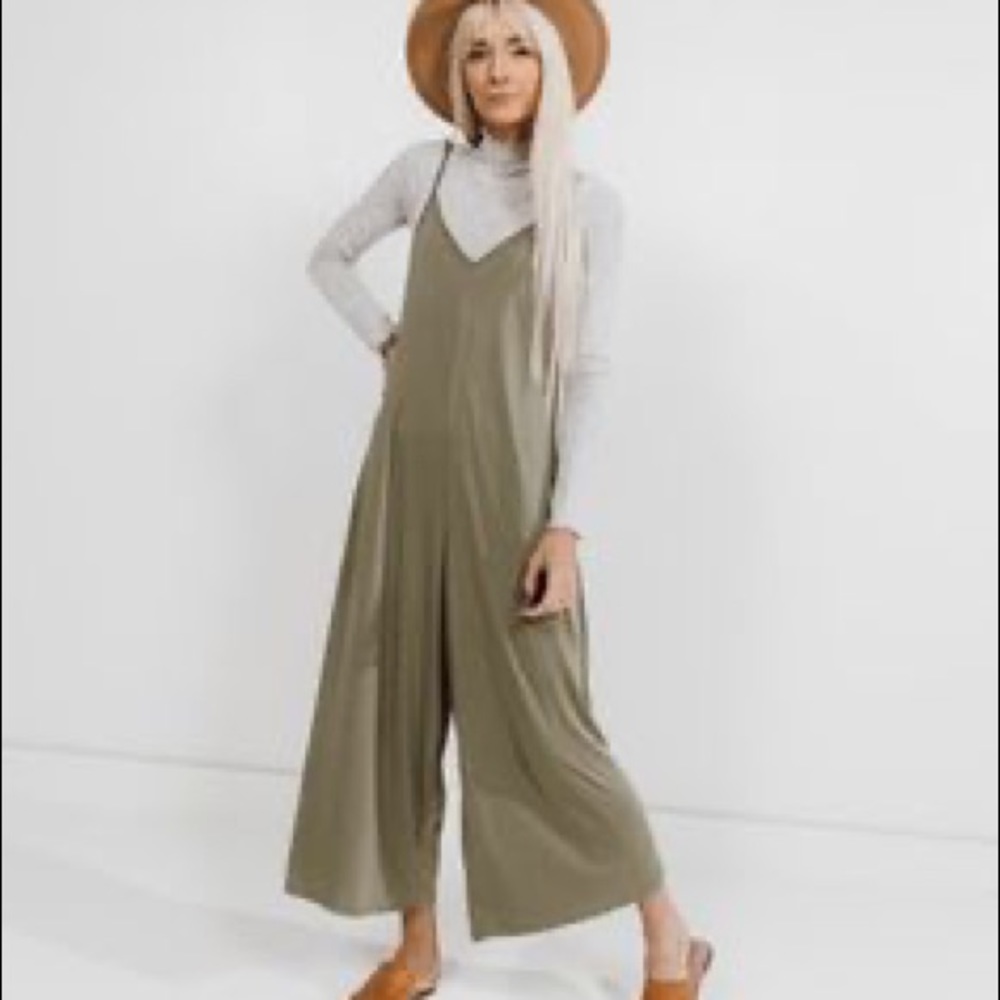 Shop Stevie Hender Green Wide Leg Jumpsuit